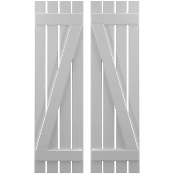 Ekena Millwork Americraft 4-Board (2 Batten) Wood Spaced Board-n-Batten Shutters w/ Z-Bar, ARW102SB415X77PRH ARW102SB415X77PRH - main